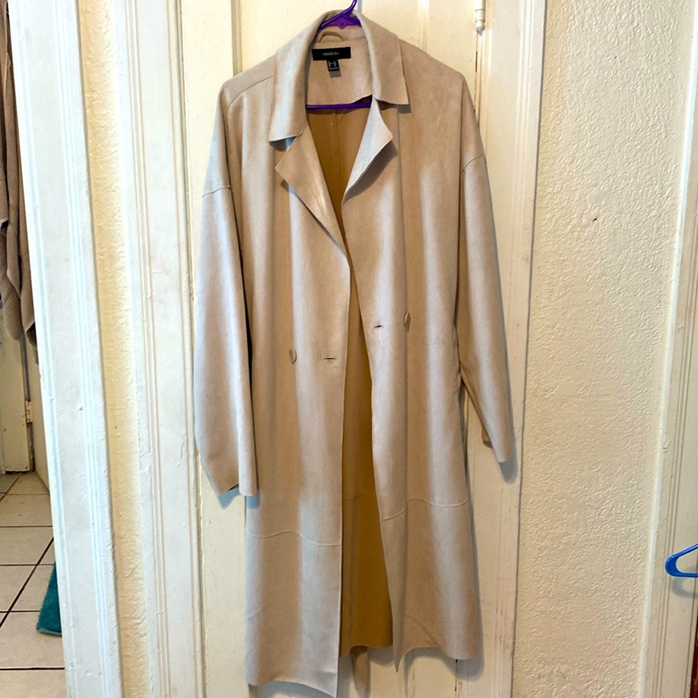 Forever 21 Nude Suede Trenchcoat